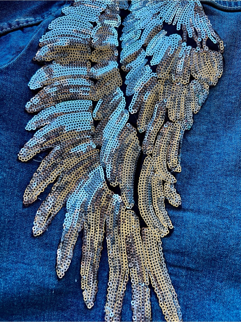 VENUS Blue Denim Jacket with Sequin Angel Wings - Picture 2 of 5